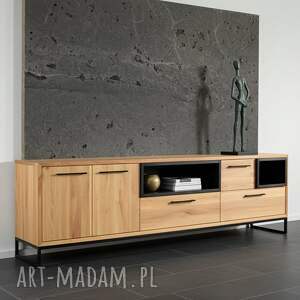 komoda KOSTKA długa rtv drewniana lite drewno dębowa do salonu biura