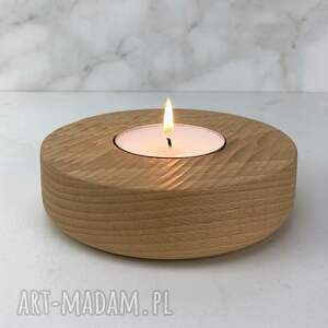 bukowy świecznik na duży tealight nieregularne faktury drewno bukowe