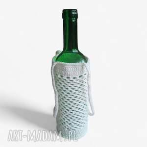 ręcznie robiona ozdobna osłonka na butelkę, eko pomysł prezent