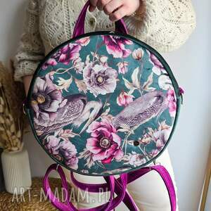 Kolorowy Czapla, okrągły, plecak damski