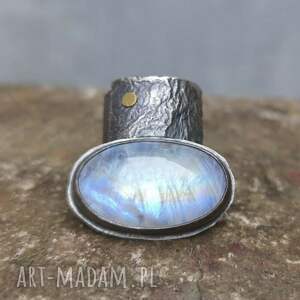 kamień księżycowy - masywny, duży pierścień