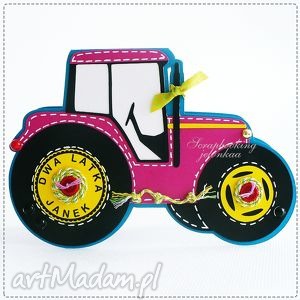 scrapbooking kartki traktor - kartka dla pani oli urodziny chłopiec, pojazd