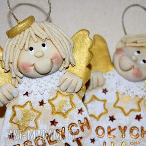 dekoracje świąteczne wesołych świąt - aniołki z masy solnej, masa solna