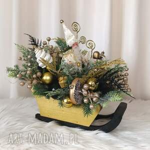 deko na boże narodzenie z mikołajem sanie stroik świąteczny premium