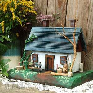 malowana chatka - drewniany domek, dekoracja, prezent, drewniane dekoracje