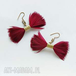 piórko kolczyki mosiądz, zmatowione, świąteczny prezent