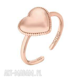 pierścionek z sercem różowego złota, serduszkiem, ozdobny, regulowany