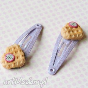 handmade ozdoby do włosów fioletowe mini spinki