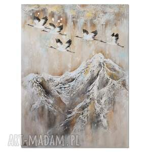 żurawie 27 ptaki góry nowoczesny obraz do salonu ręcznie malowany obrazy