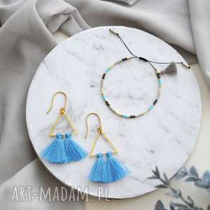 kolczyki boho - blue and gold