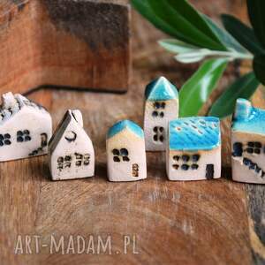 hand-made dekoracje 6 x domki z ceramiki