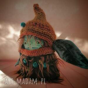 e-piet, Trol uszaty e - piet. Artystyczna lalka kolekcjonerska, dekoracja tekstylna, miękka, fantasyart, jesienne