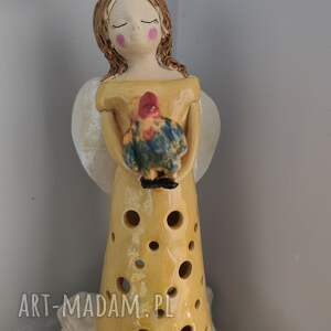 ceramiczny anioł, prezent, lampion