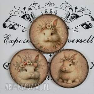dekoracyjne podkładki decoupage z króliczkami shabby chic vintage