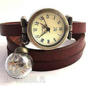 nasiona dmuchawca - zegarek/bransoletka na skórzanym - Bransoletki