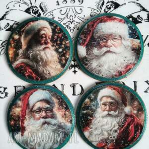 Świąteczne podkładki pod kubki decoupage - Mikołaj