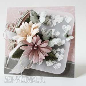 handmade scrapbooking kartki z kwiatami - w pudełku