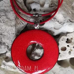 handmade naszyjniki nowoczesny naszyjnik z dużym czerwonym wisiorem ceramicznym
