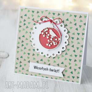 scrapbooking kartki kartka świąteczna z bombką prezent, święta, boże narodzenie