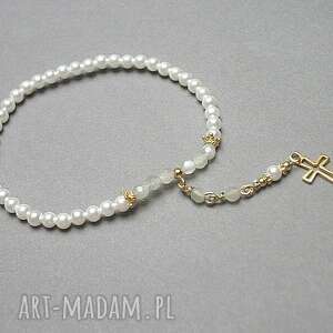 cross /perle/ - bransoletka, krzyż, srebro swarovski, pozłacane