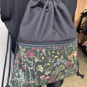 Worek kwiatowy khaki, gawka, w kwiaty