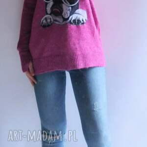 handmade swetry sweter oversize z aplikacją