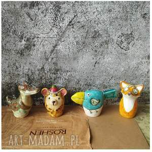 zwierzątka ceramiczne zwierzęta lis, miś, krokodyl ptaszek