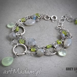 handmade peridot w labradorytach - bransoletka