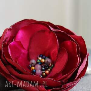 BORDOWA Elegancka broszka przypinka kwiatek do marynarki sukienki