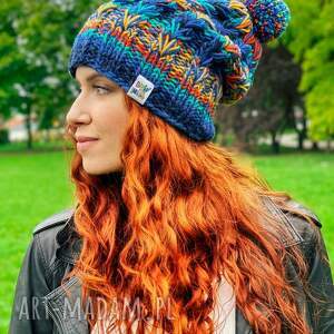 MERINO 50% “Górski potok” SMILE, czapka smerfetka