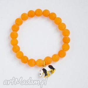 handmade bracelet by sis: panda w pomarańczowym jadeicie