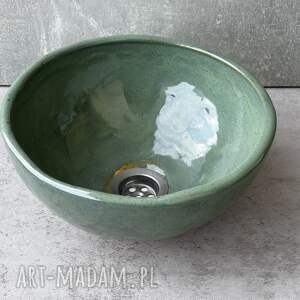 zielona umywalka rękodzieło wiejskim stylu, morskim