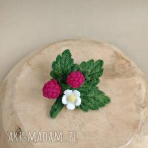 Prezent Malinowa - broszka filcowana, owocowa, malina