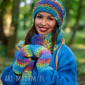 50%- Tęcza błękit” NEVERLAND, czapka merino