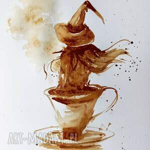 "czary przy kawie" obraz namalowany kawą artystki adriany laube
