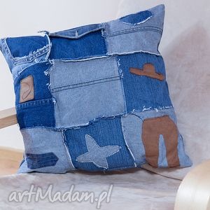 poduszka z jeansu w stylu country, tkanina, wygodna, recykling