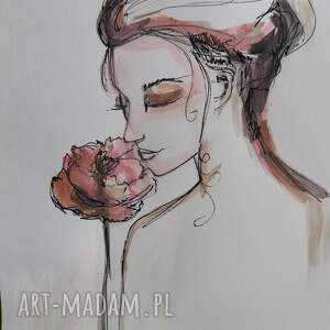 Grafika „Zapach momentu” - kobiecy portret mixed media