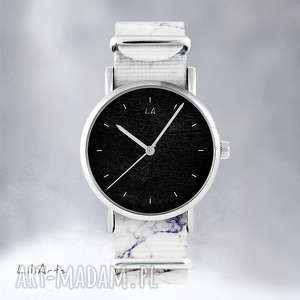 ręcznie wykonane zegarki zegarek - czarny marmurkowy, nato, unisex