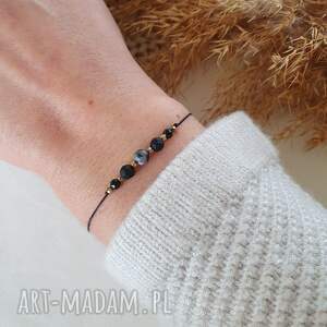 bransoletka z onyksem i labradorytem, biżuteria handmade, delikatna