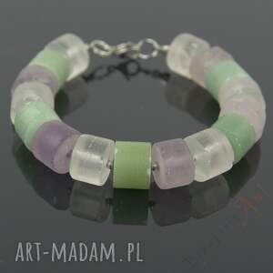 bransoletka - pastelowy mix, kryształ górski, ametyst awenturyn, muszla tęczowa