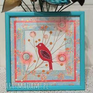 madeleine pajak jesienny obrazek ptaszek na gałęzi vii, jesienna ilustracja