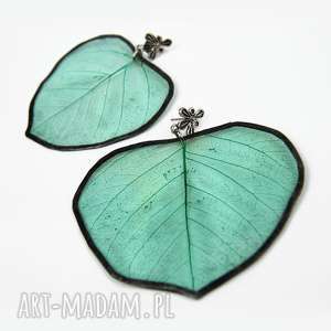 kolczyki prawdziwe liście zielone wzór - Herbarium Jewelry
