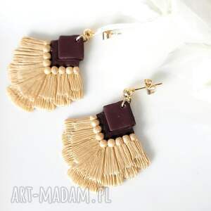 edycja limitowana kolczyki typu makrama, szampańsko złote dla niej made in