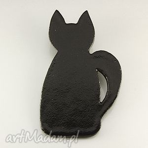 ręcznie wykonane broszki czarny kot