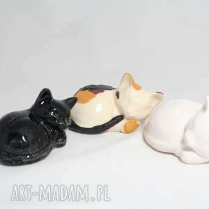 zwierzaki kot ceramiczny śpiący 3 szt