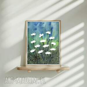 akwarela A5 kwiaty, łąka sztuka, trawy