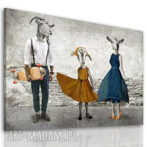 obraz drukowany na płótnie - kozłowscy z córką 120x80cm, rodzina kozłwskich kozy
