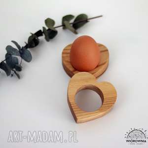 handmade podkładki drewniana podstawka pod jajko - serce