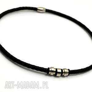 handmade męska naszyjnik/obroża skóra i stal hombree plait i black