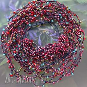 Naszyjnik Bransoletka Mix Czerwieni i Czerni, kolorowe korale unikat